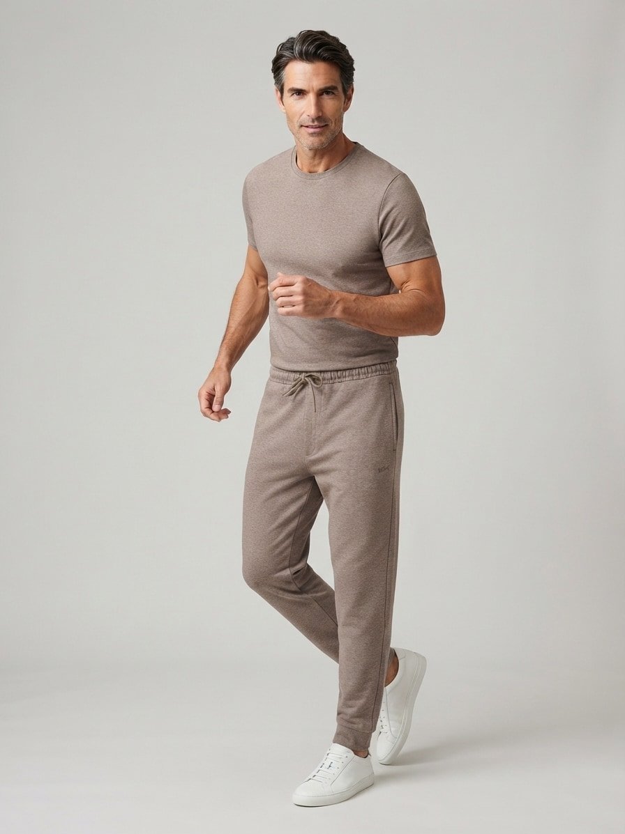 Sweatpants Hadiko, Baumwoll-Stretch, hellbraun meliert