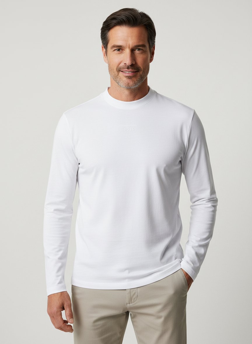 Longsleeve, PORSCHE X BOSS, Baumwolle-Lyocell, weiß