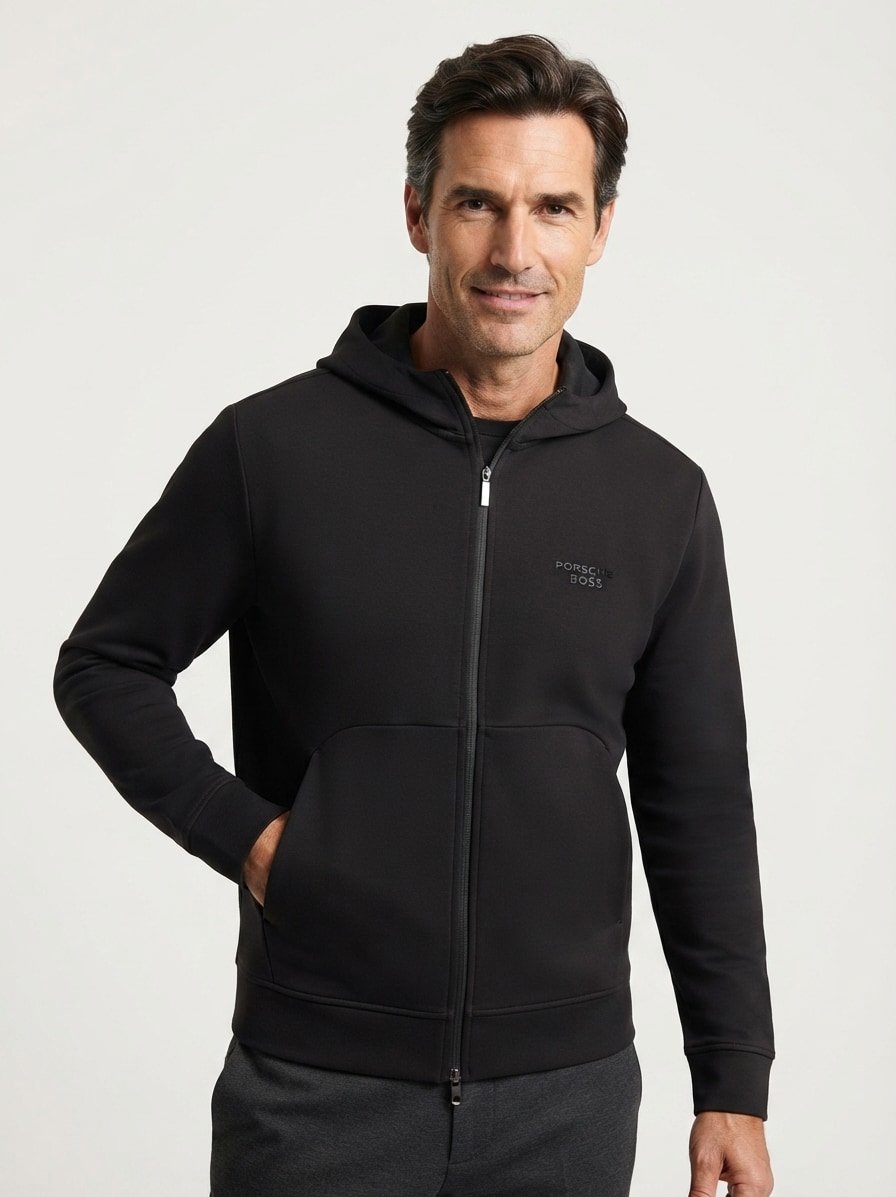 Sweatjacke Icons, Baumwoll-Mischung, PORSCHE X BOSS, schwarz