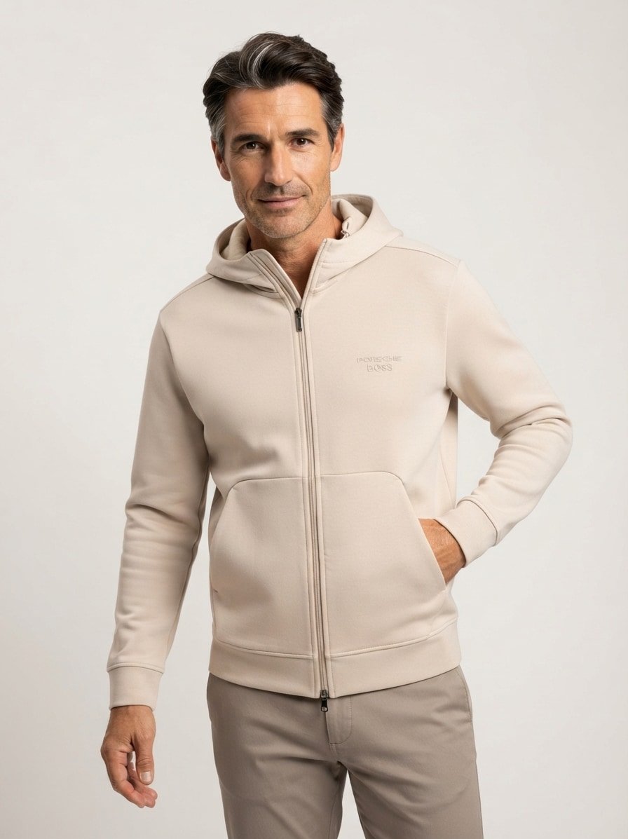 Sweatjacke Icons, Baumwoll-Mischung, PORSCHE X BOSS, beige