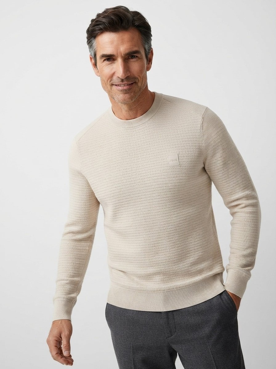 Pullover Anion, Baumwolle-Kaschmir, beige meliert