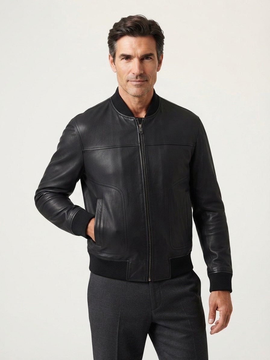 Blouson, Lammleder, schwarz