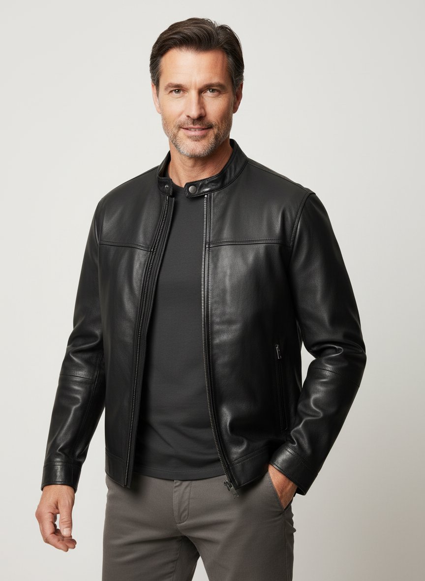 Lederjacke, Lammnappa, schwarz