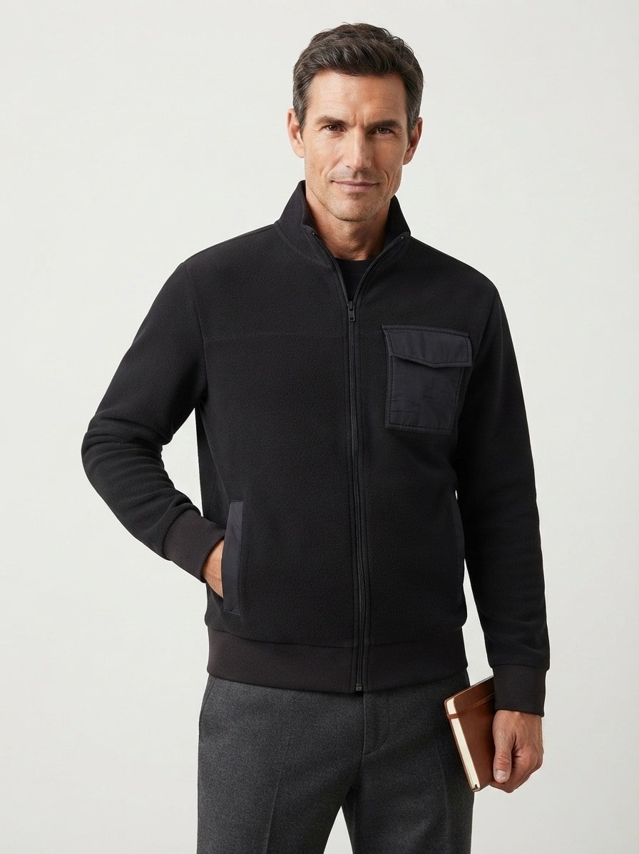 Sweatjacke Urban, Baumwolle, schwarz strukturiert