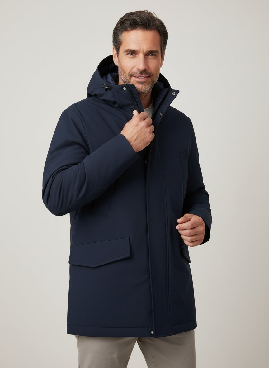Parka, Mikrofaser wasserabweisend, dunkelblau