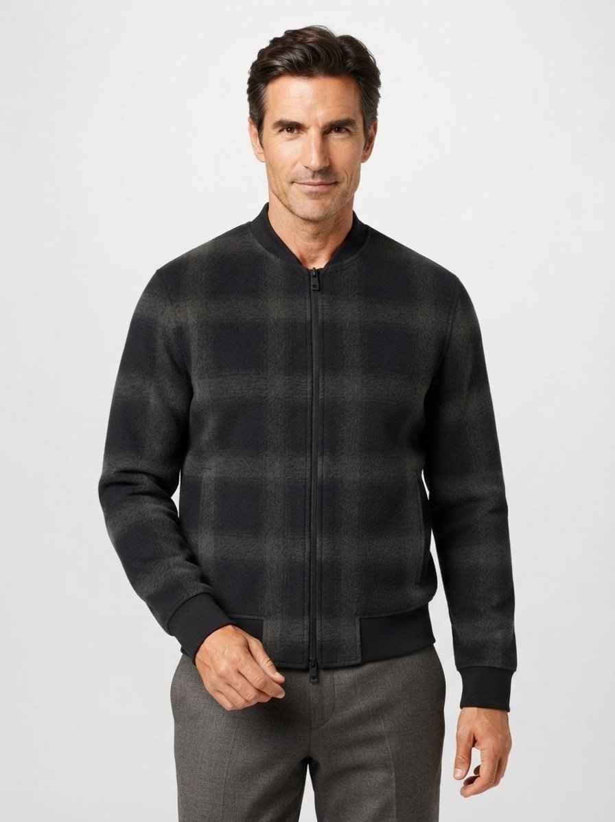 Blouson Ze Check, Mikrofaser, schwarz