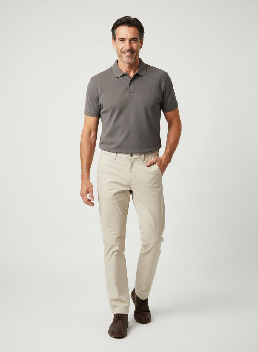 Chino, Tapered Fit, Baumwoll-Stretch, hellbeige