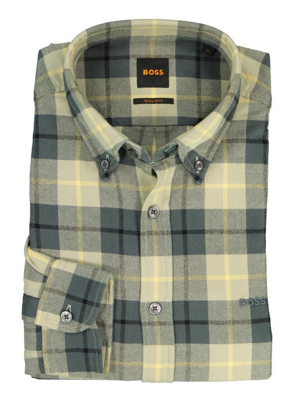 Hemd Rickert, Regular, Flanell,, Button-Down, dunkelgrün kariert