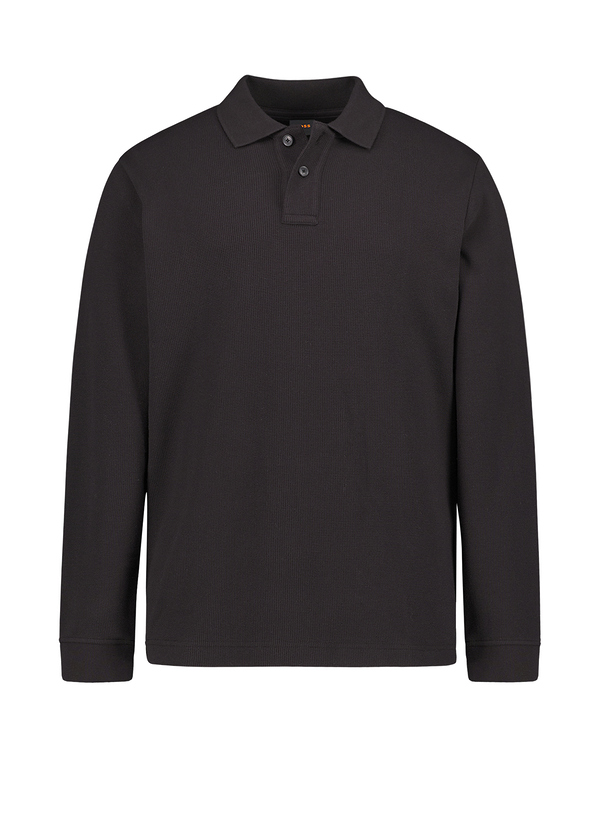 Polo-Shirt Petempestolong, Baumwolle, schwarz strukturiert