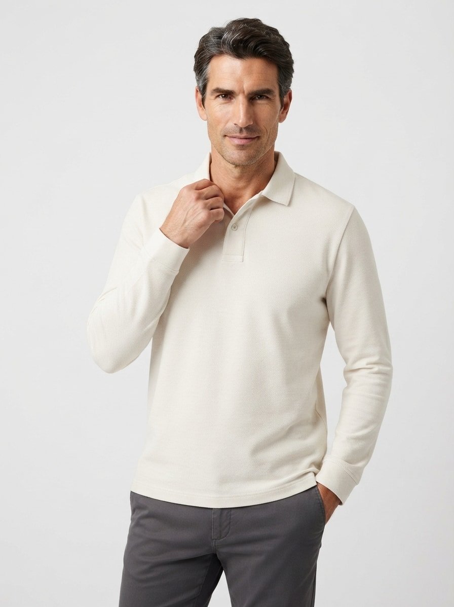 Polo-Shirt Petempestolong, Baumwolle, beige strukturiert