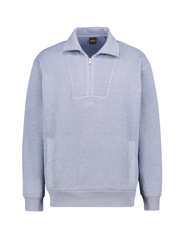 BOSS Orange Herren Troyer blau unifarben