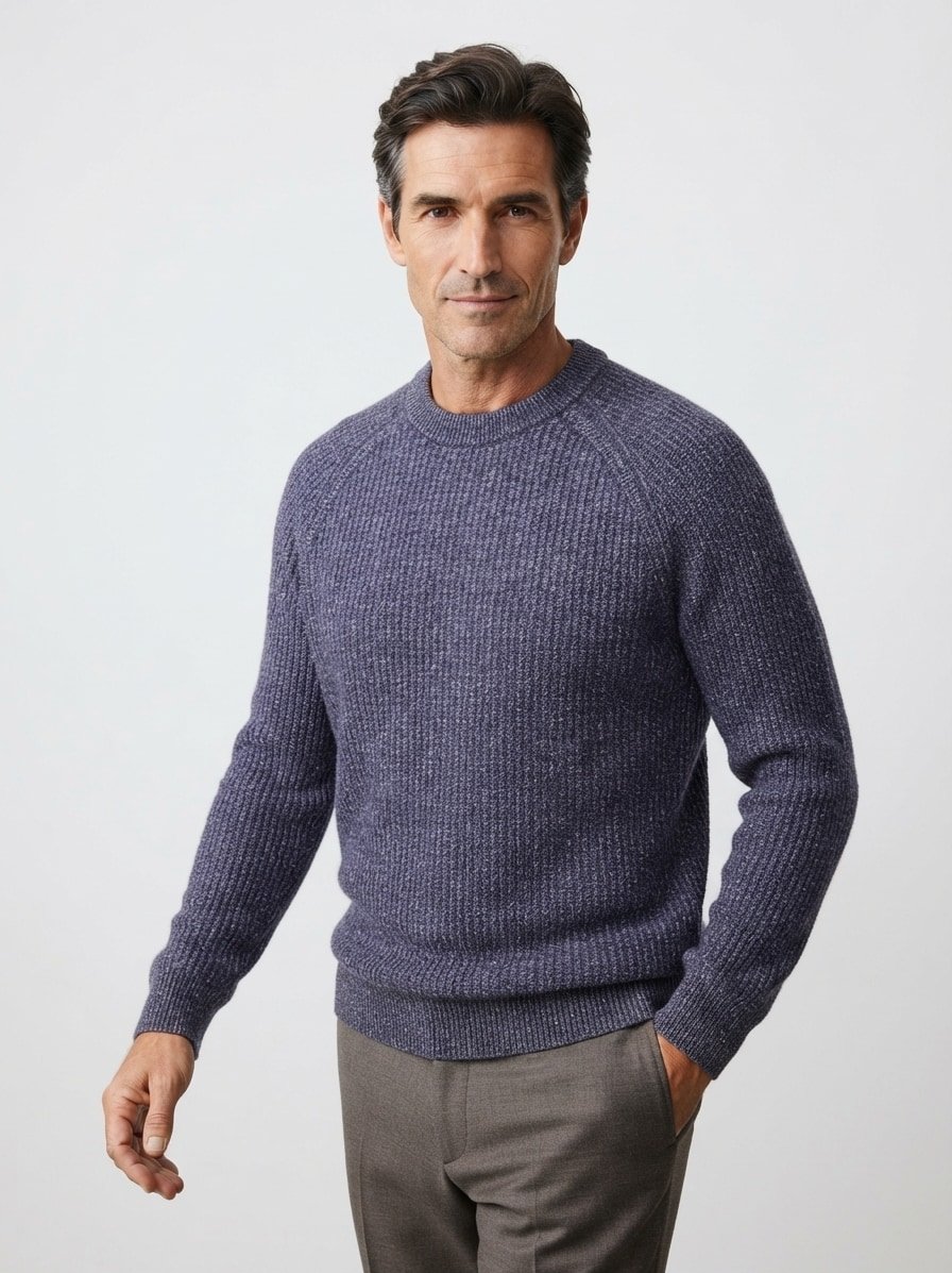 Pullover, Woll-Mischung, dunkelblau meliert