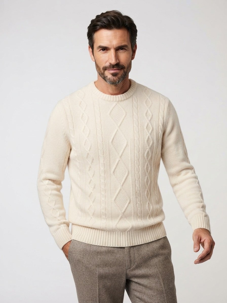 Pullover, Schurwolle, beige
