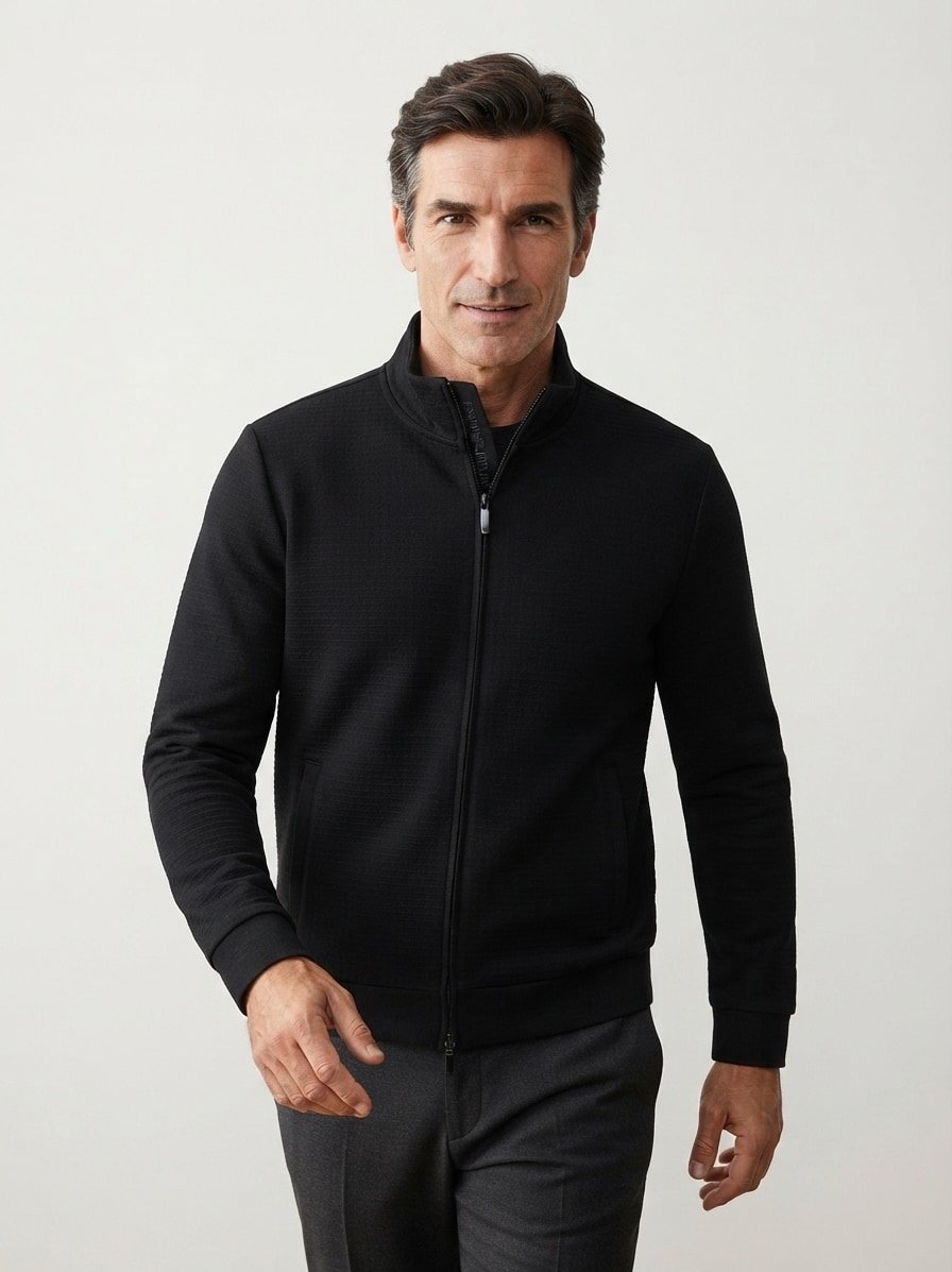 Sweatjacke, Baumwolle-Lyocell, schwarz