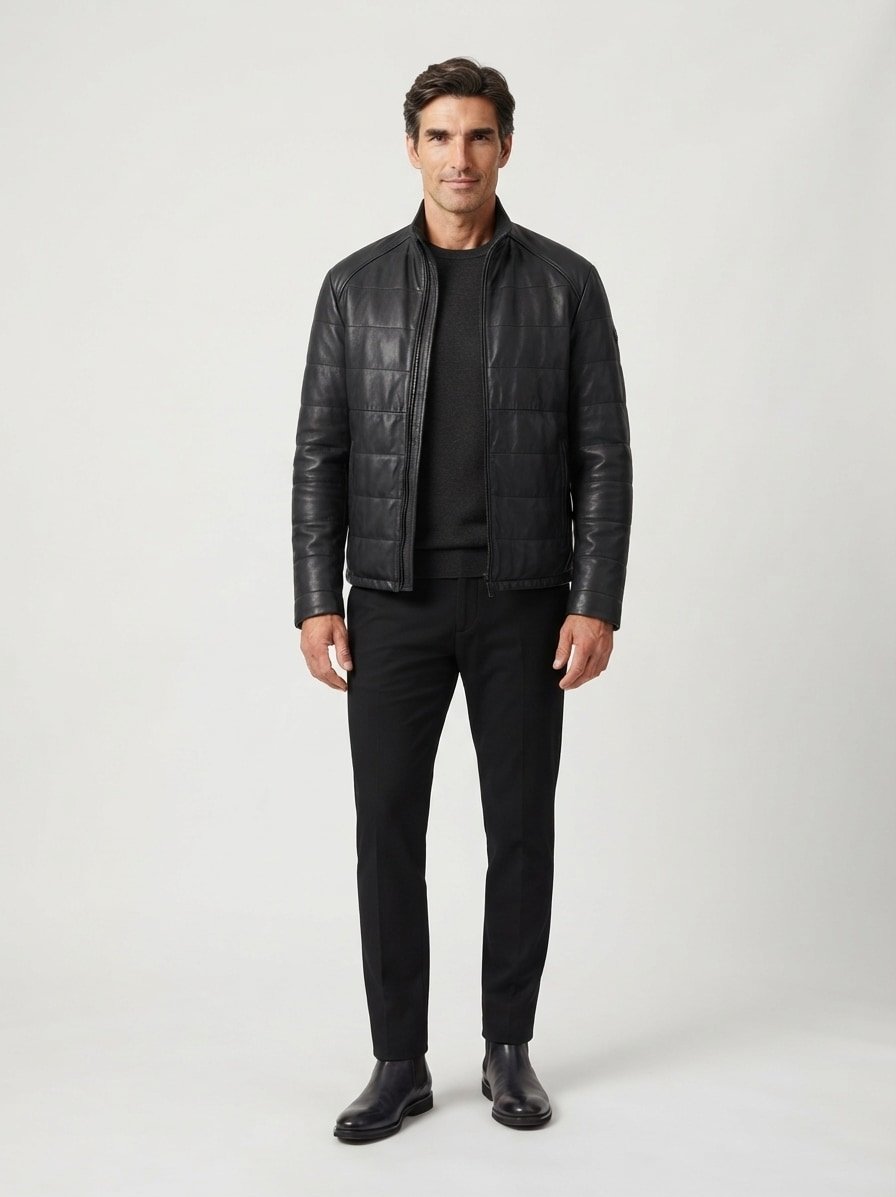 Lederjacke Depo, Lammnappa, schwarz