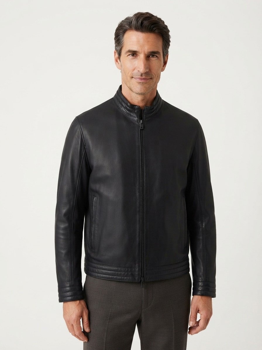 Lederjacke Fill, Lammnappa, schwarz
