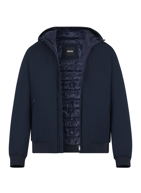 BOSS Black Herren Jacke blau Mikrofaser unifarben