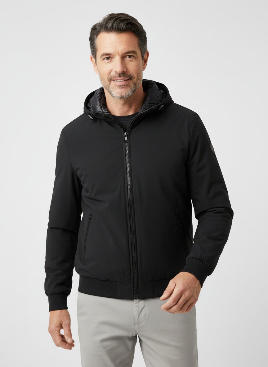 Jacke, Mikrofaser wasserabweisend, schwarz