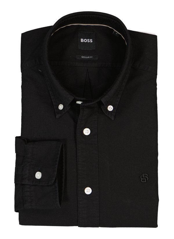 Hemd Liam, Regular, Oxford, Button-Down, schwarz