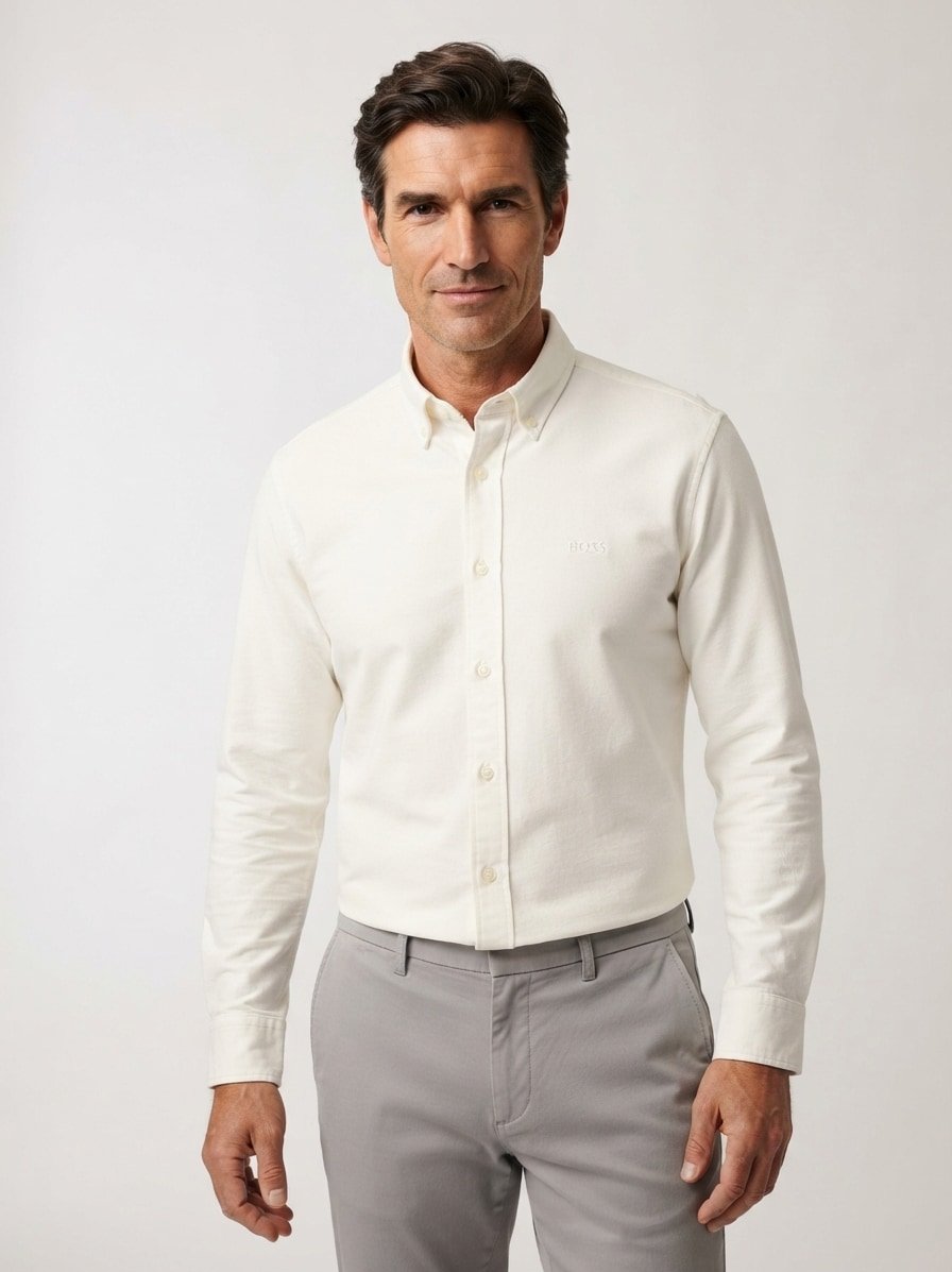 Hemd Liam, Regular, Oxford, Button-Down, weiß