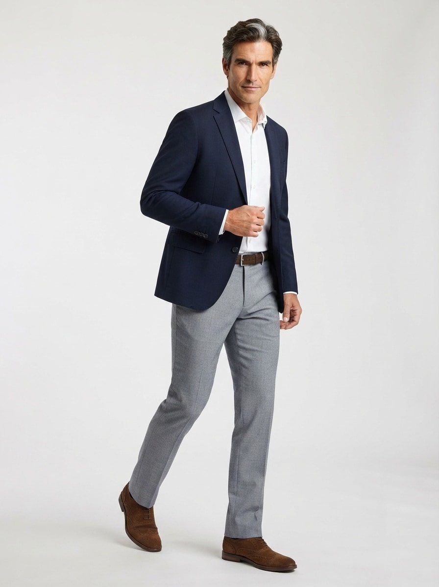 Chino Kaiton, Slim Fit, Baumwoll-Stretch, dunkelblau meliert