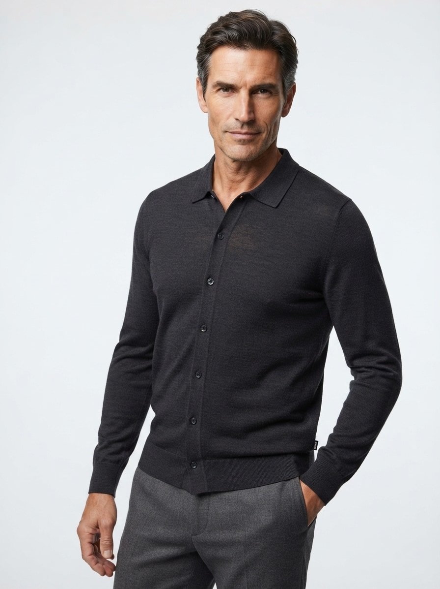 Cardigan, Merinowolle extrafein, schwarz