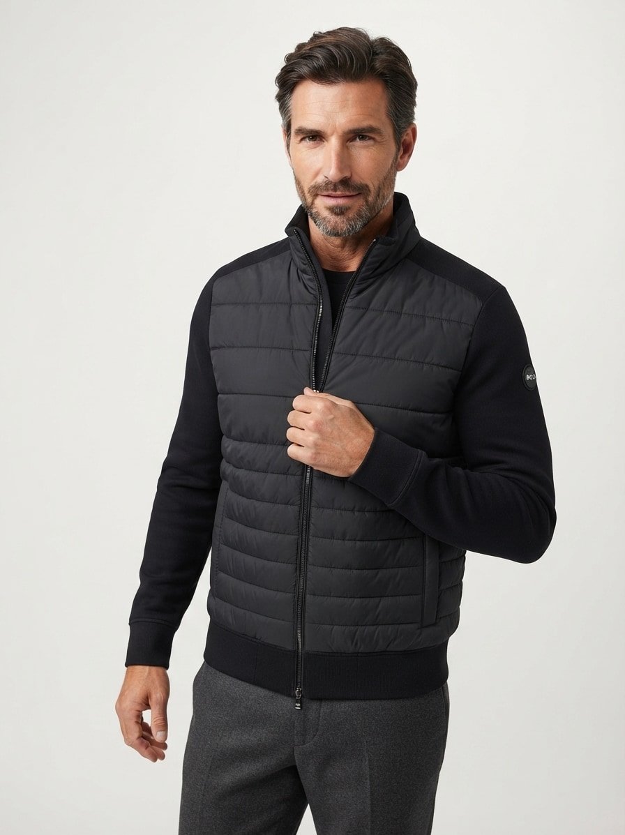 Hybrid Jacke Facente, Baumwolle Mikrofaser, schwarz