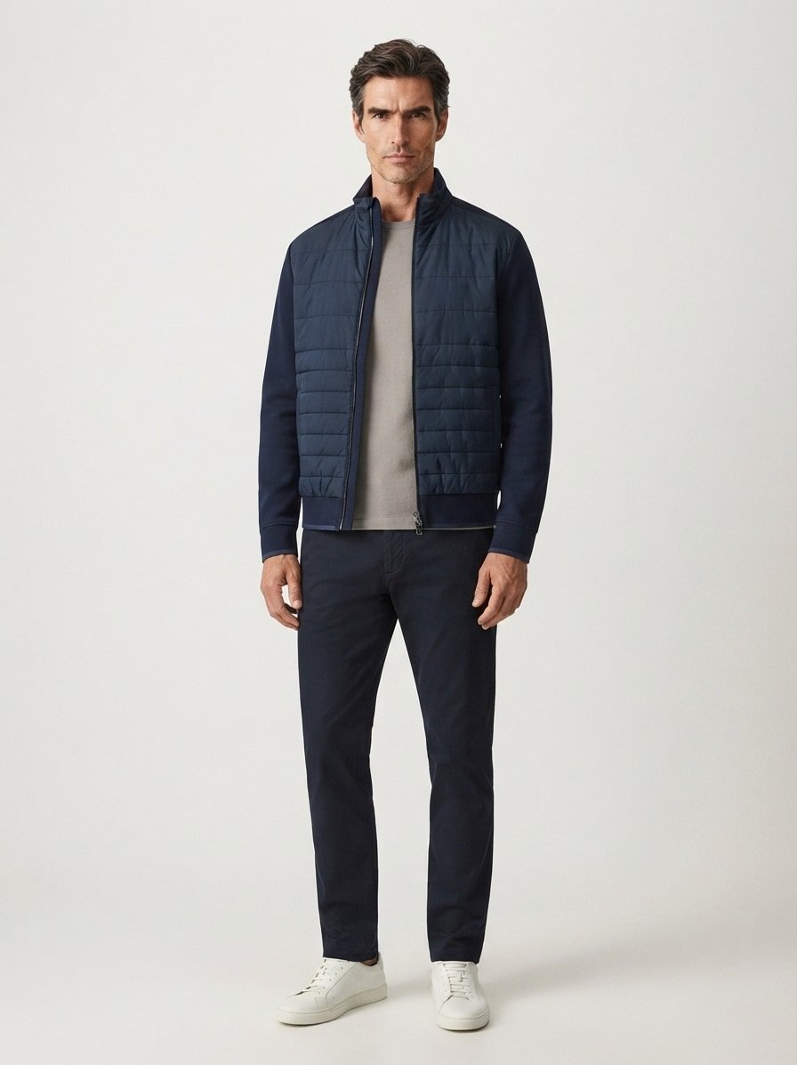 Hybrid Jacke Facente, Baumwolle Mikrofaser, dunkelblau