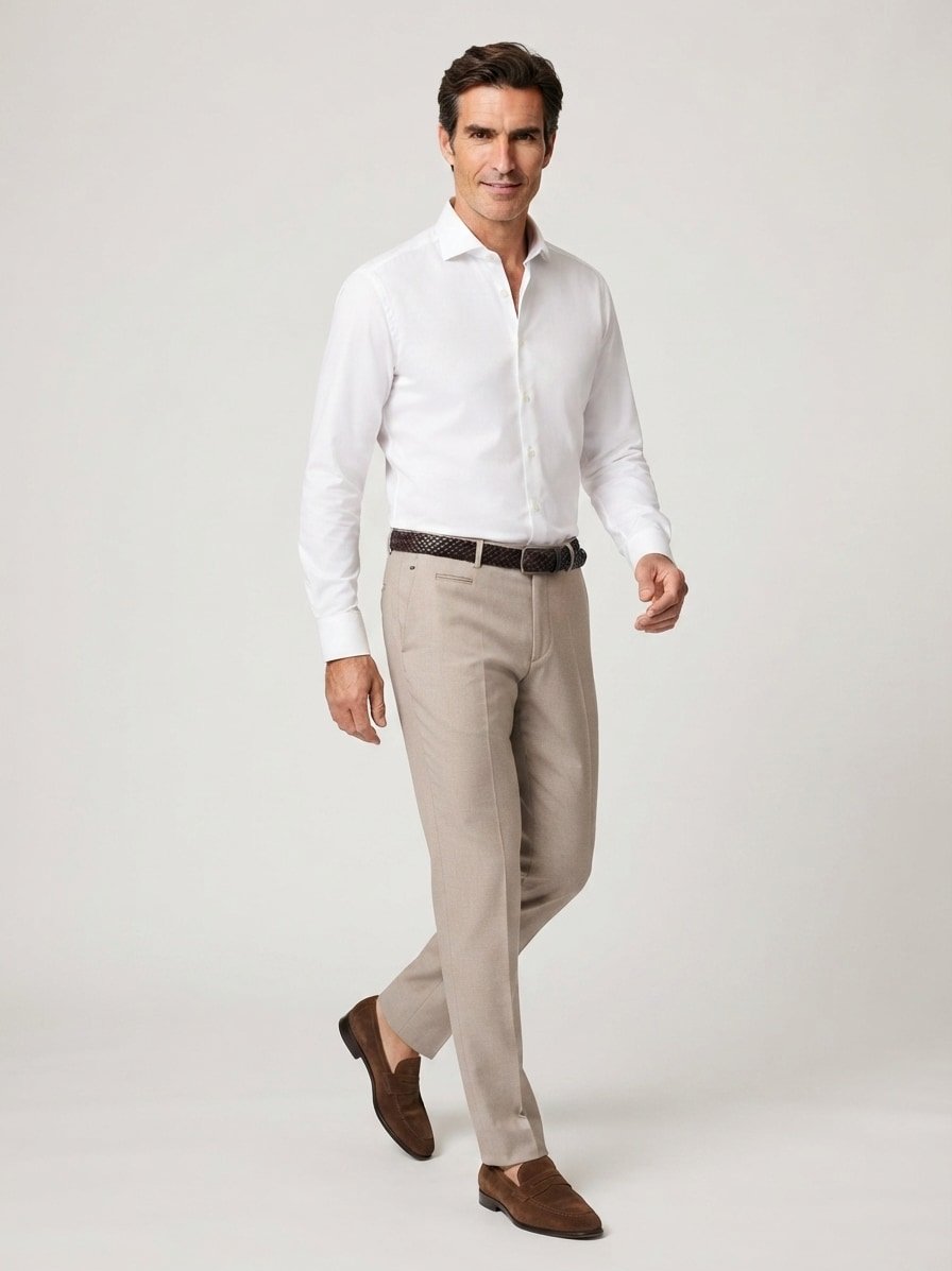 Hose Kaiton, Slim Fit, Flanell, hellbraun meliert