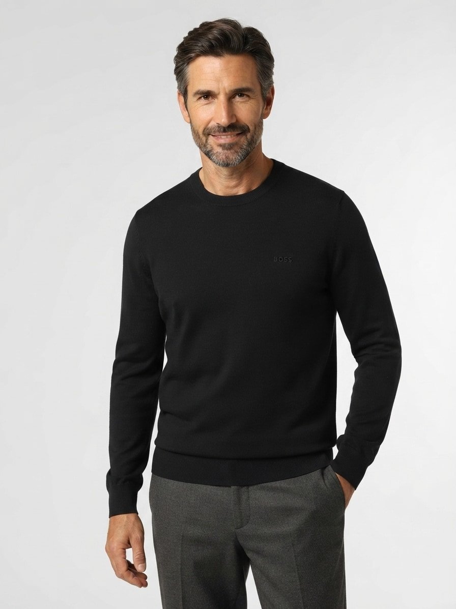 Pullover Leno, Merinowolle extrafein, schwarz