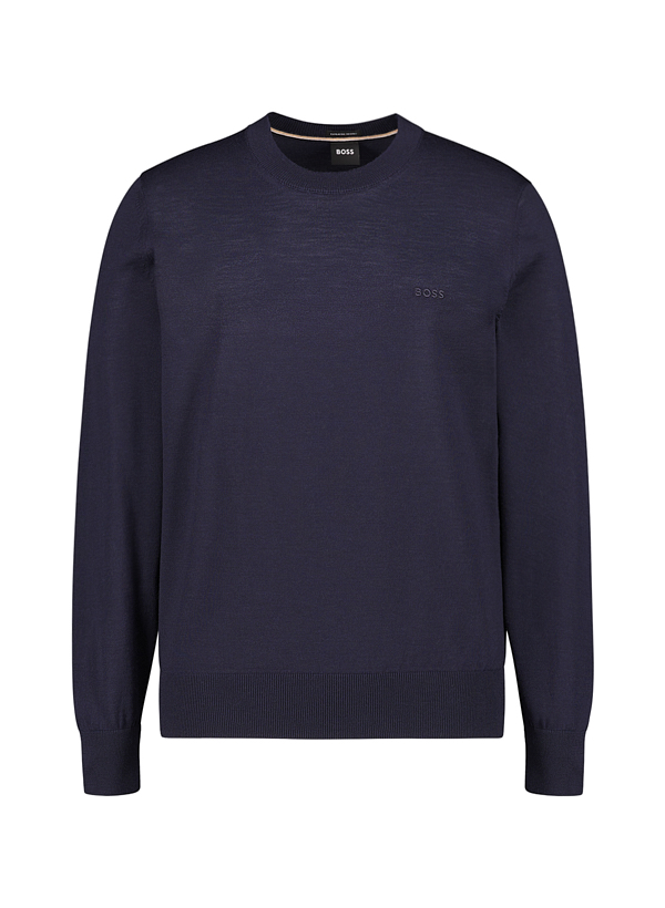 BOSS Black Herren Pullover blau unifarben