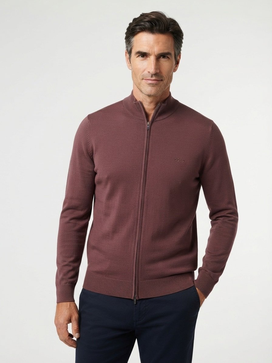 Sweatjacke H-Balonso-L Schurwolle dunkelbraun