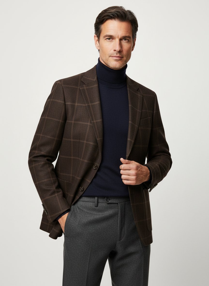 Sakko Hutson, Slim Fit, Schurwolle, dunkelbraun kariert