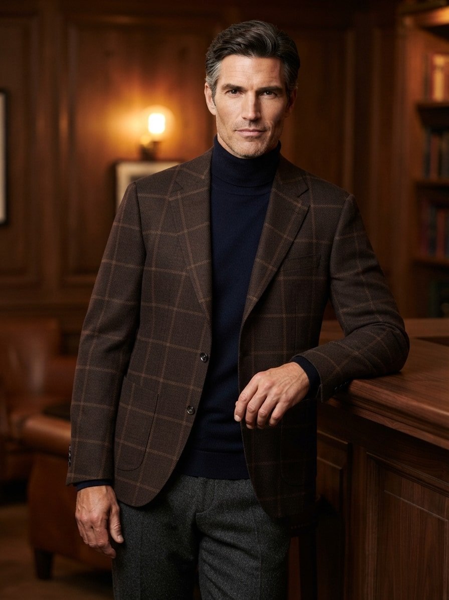 Sakko Hutson, Slim Fit, Schurwolle, dunkelbraun kariert