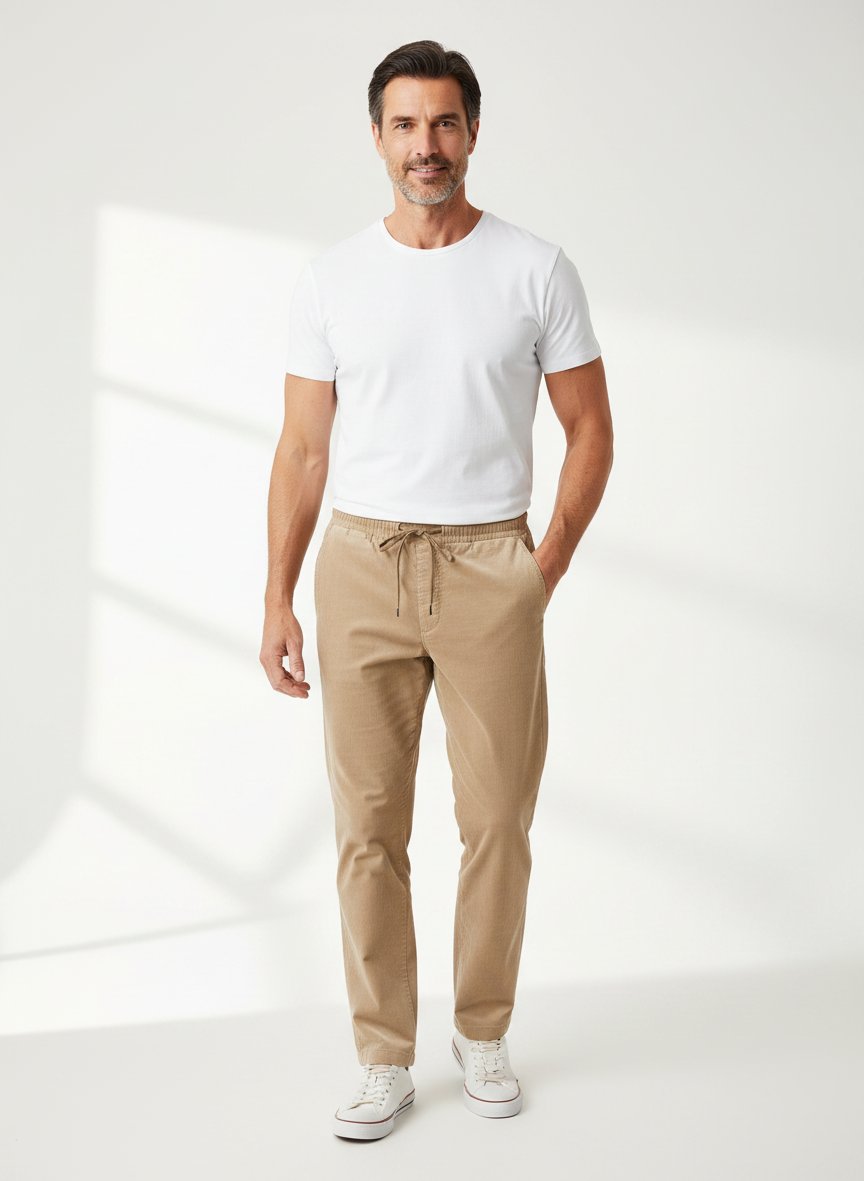 Hose Perin, Tapered Fit, Cord, hellbraun