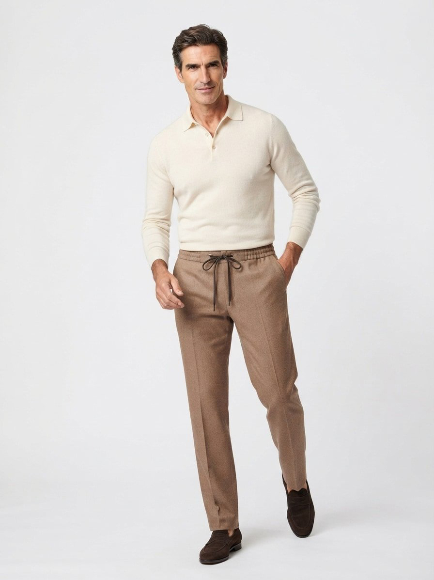 Hose Perin, Tapered Fit, Flanell, braun meliert