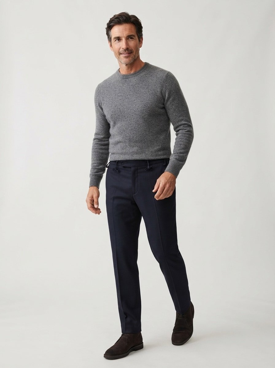 Hose Perin, Tapered Fit, Flanell, dunkelblau