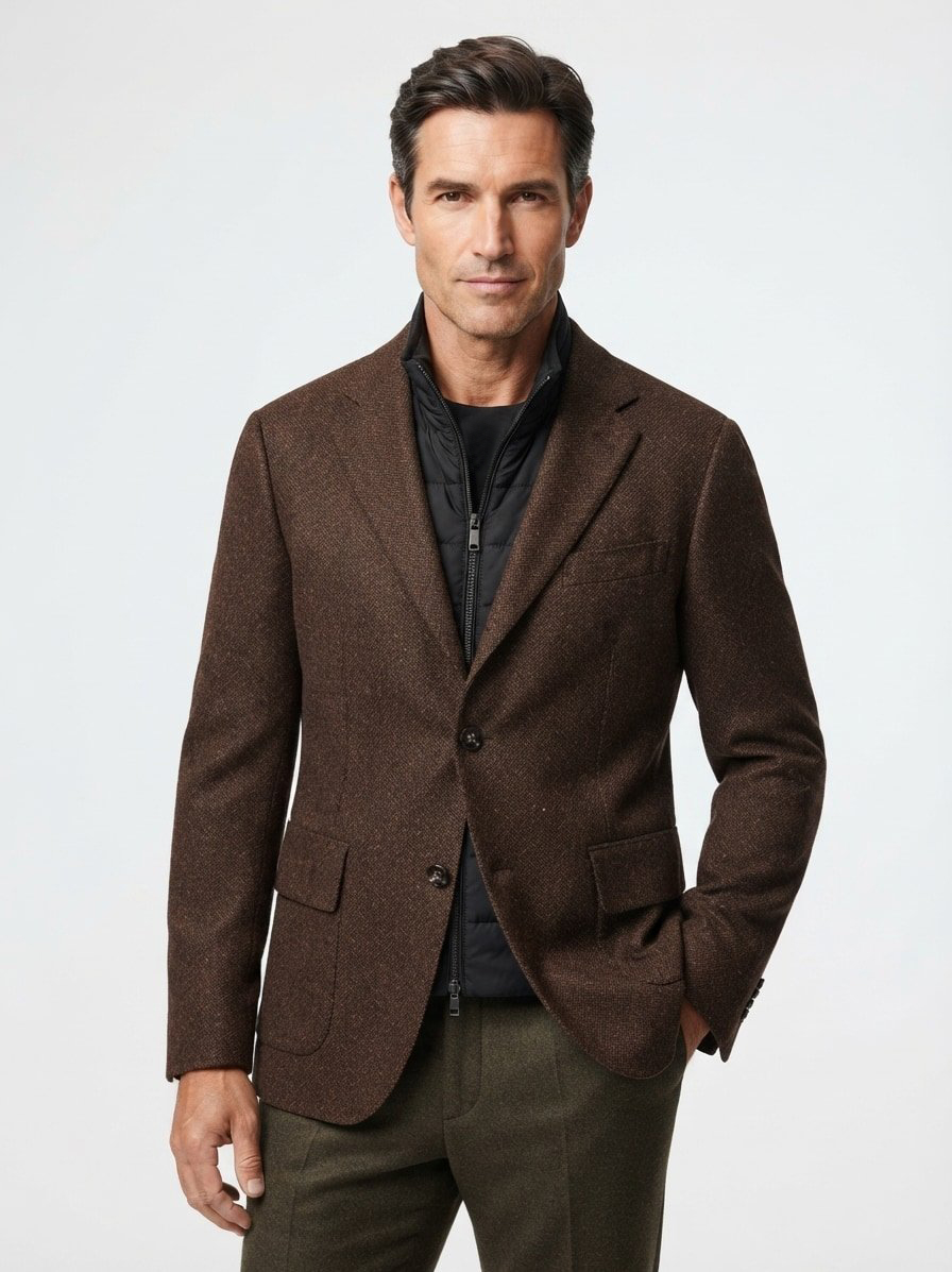 Sakko Hutson, Slim Fit, Schurwolle, braun fischgrät