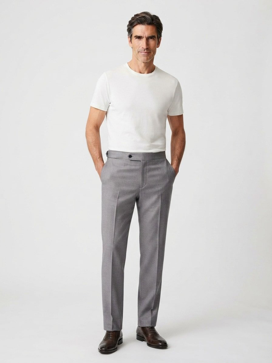 Bundfaltenhose Perinno, Tapered Fit, silbergrau fischgrät