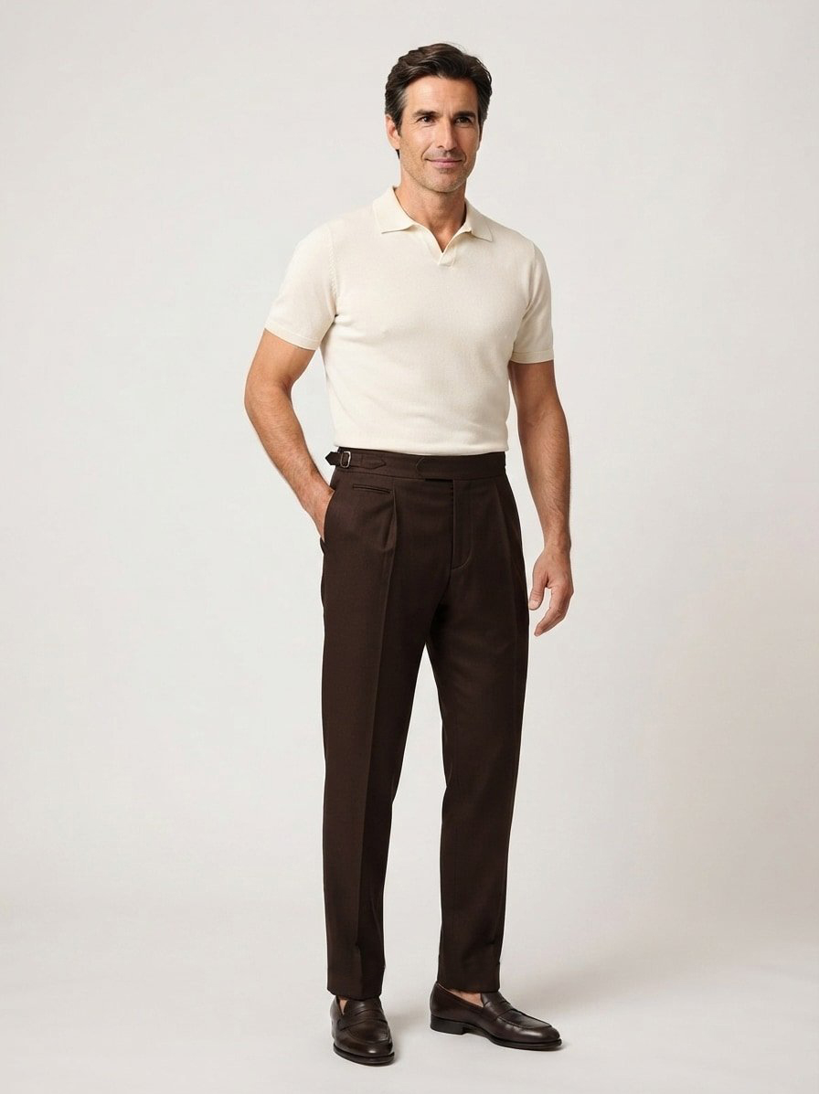 Bundfaltenhose Perinno, Tapered Fit, dunkelbraun
