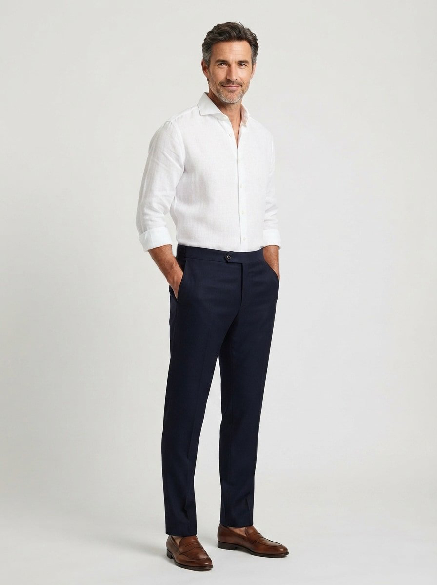 Bundfaltenhose Perinno, Tapered Fit, dunkelblau