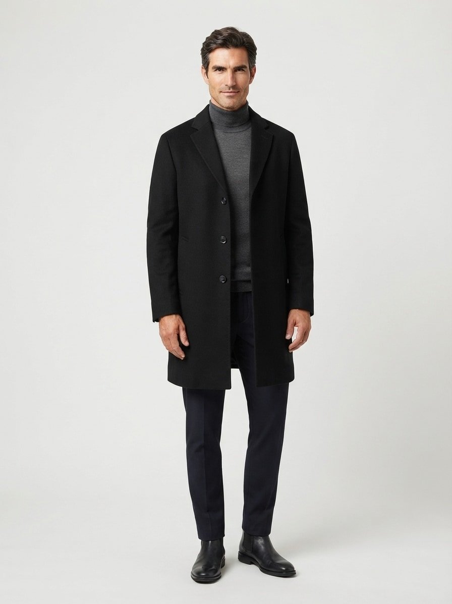 Mantel Hyde, Slim Fit, Wolle, schwarz