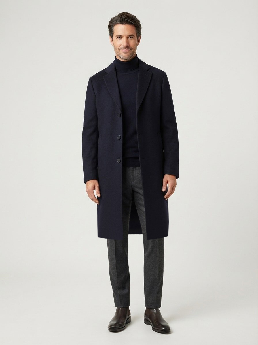 Mantel Hyde, Slim Fit, Wolle, dunkelblau
