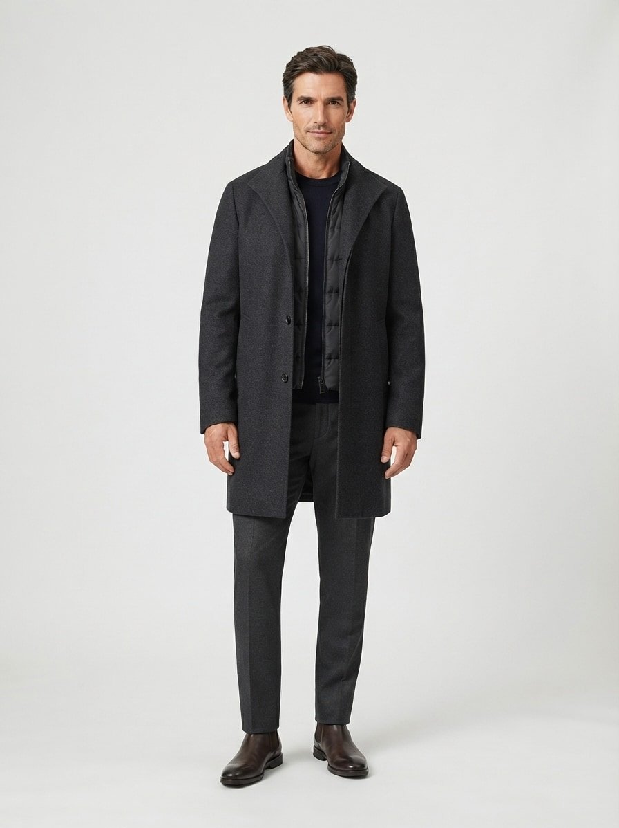 Mantel Hyde, Slim Fit, Wolle, grau