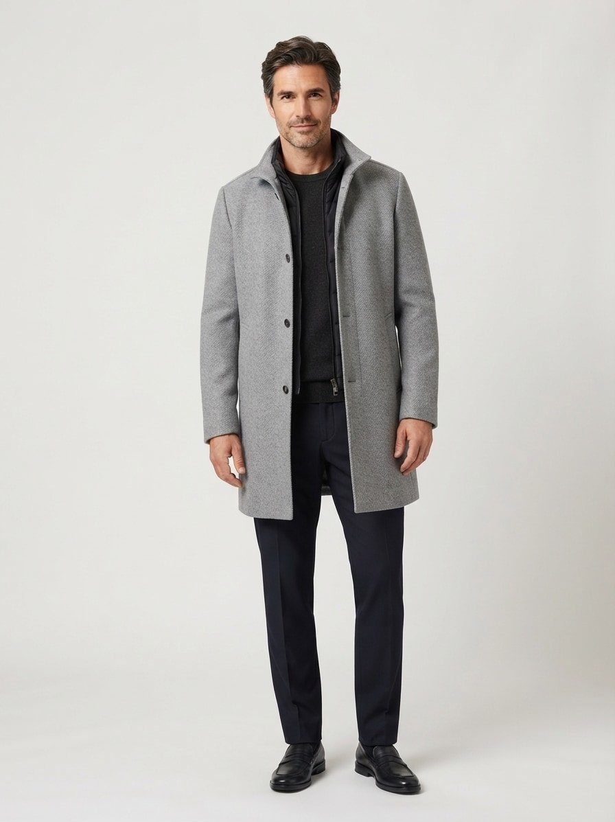 Mantel Hyde, Slim Fit, Wolle, grau