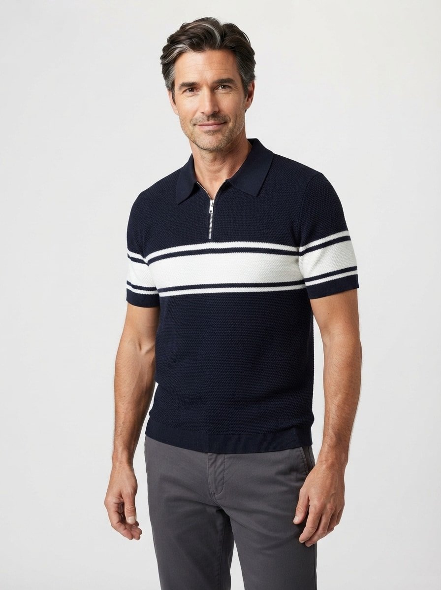 Polo-Shirt Sholton, Viskose-Wolle, dunkelblau