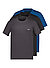 T-Shirts, Baumwolle, grau-schwarz-blau - blau-schwarz-grau