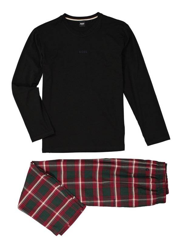 Pyjama, Baumwolle-Viskose, schwarz-rot kariert