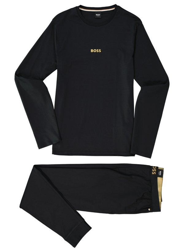 Set, Pyjama, Baumwoll-Jersey, schwarz