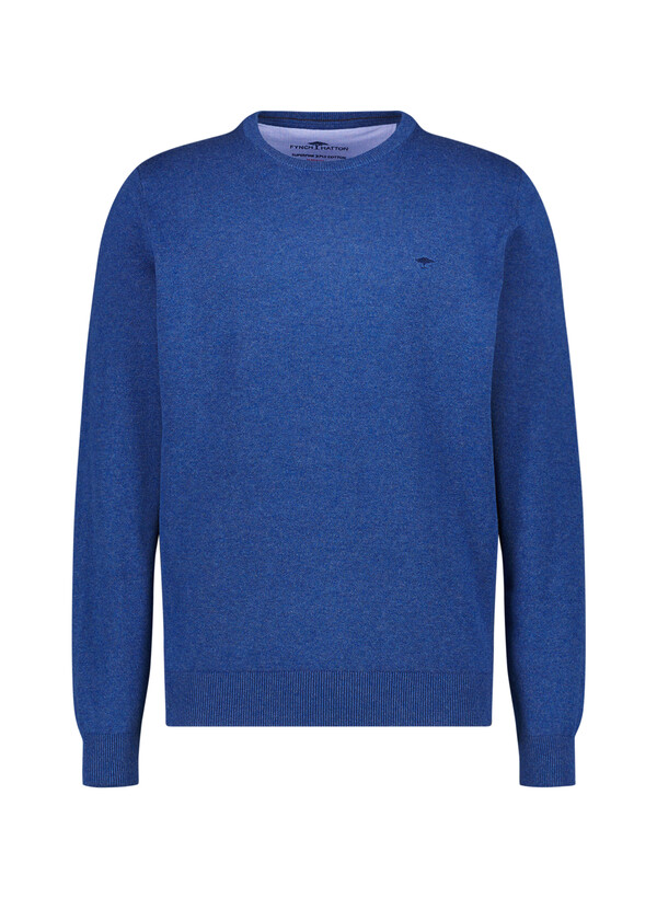 Pullover, Baumwolle, blau meliert